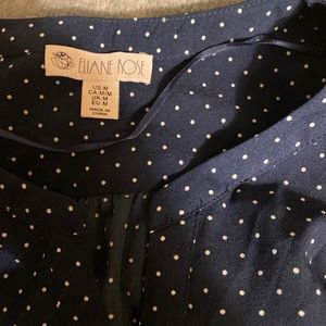 ELAINE ROSE Polka Dot pleated pullover blo…